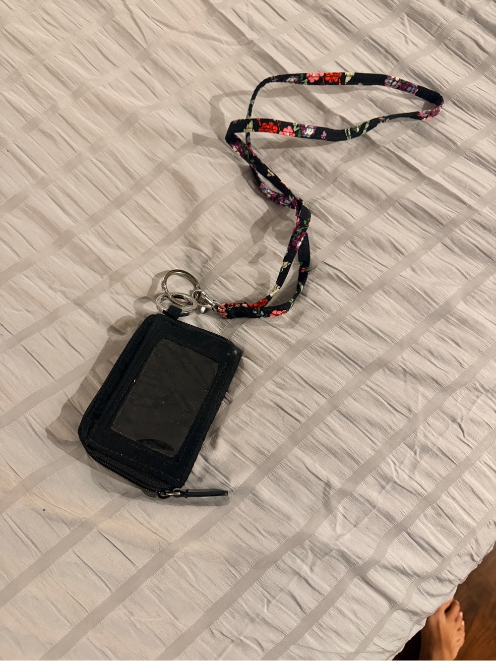 Vera Bradley Black Wallet with Floral Lanyard